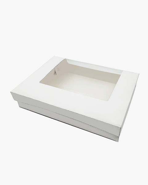 White Cake Box w/Window 19x14x4 50ct. RPC