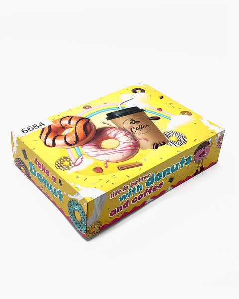 Box Donut 2-DZ Auto Printed (Yellow Rainbow) 125ct. 360